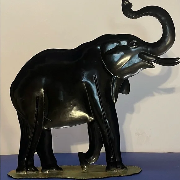 Metal Gold Tone Elephant 11” tall - Picture 2 of 3